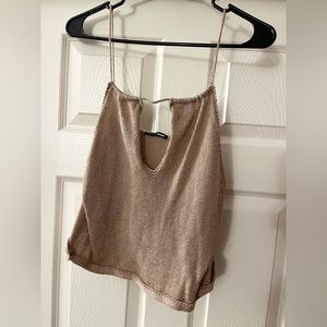 Women’s Gold Glitter Crop Halter